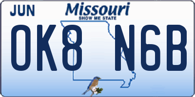 MO license plate OK8N6B