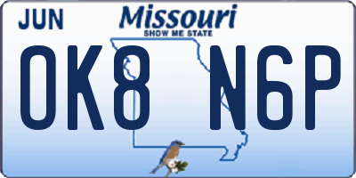 MO license plate OK8N6P