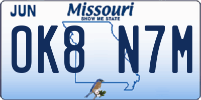 MO license plate OK8N7M