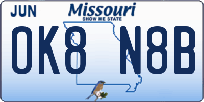 MO license plate OK8N8B