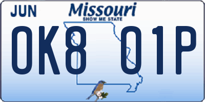 MO license plate OK8O1P