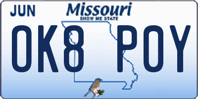 MO license plate OK8P0Y