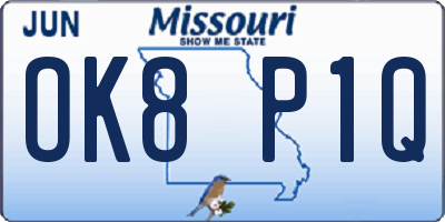 MO license plate OK8P1Q