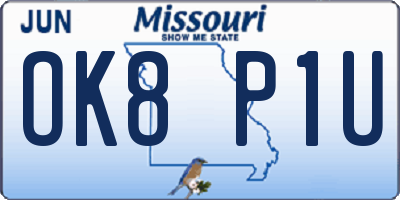 MO license plate OK8P1U