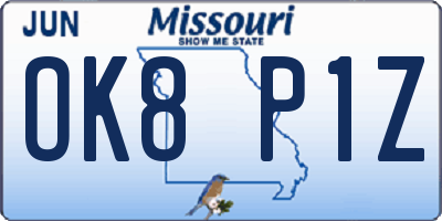 MO license plate OK8P1Z