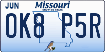 MO license plate OK8P5R