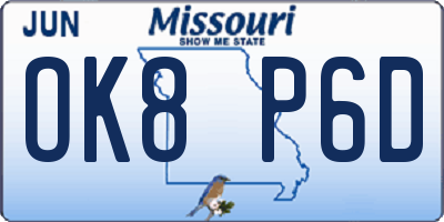 MO license plate OK8P6D
