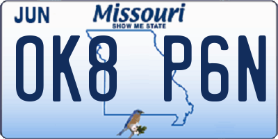 MO license plate OK8P6N