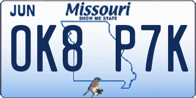 MO license plate OK8P7K