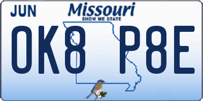 MO license plate OK8P8E