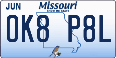MO license plate OK8P8L