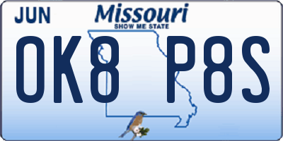 MO license plate OK8P8S