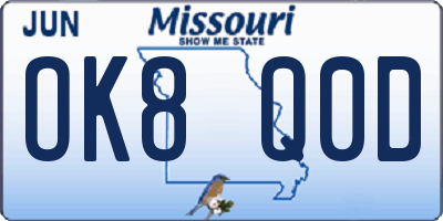 MO license plate OK8Q0D