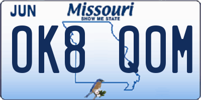 MO license plate OK8Q0M