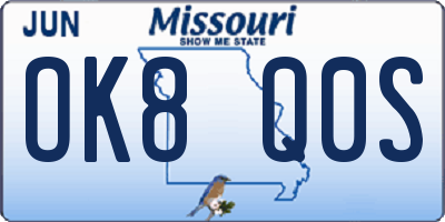 MO license plate OK8Q0S
