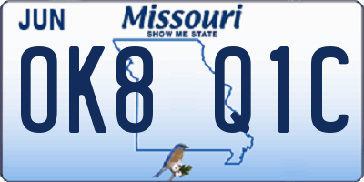 MO license plate OK8Q1C