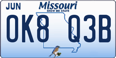 MO license plate OK8Q3B