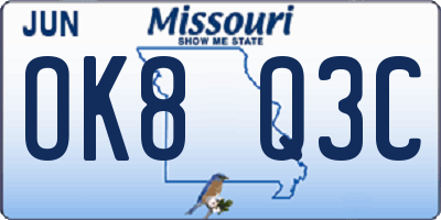 MO license plate OK8Q3C