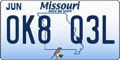 MO license plate OK8Q3L