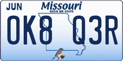 MO license plate OK8Q3R