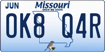 MO license plate OK8Q4R
