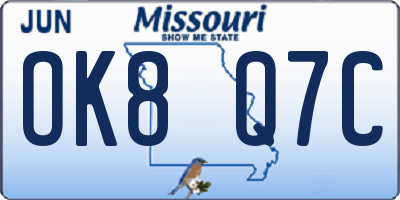 MO license plate OK8Q7C