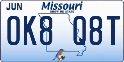 MO license plate OK8Q8T