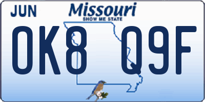 MO license plate OK8Q9F