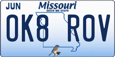 MO license plate OK8R0V