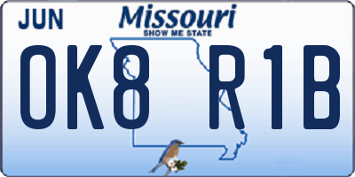 MO license plate OK8R1B