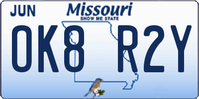MO license plate OK8R2Y