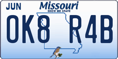 MO license plate OK8R4B