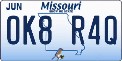 MO license plate OK8R4Q