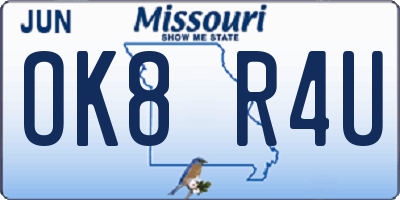 MO license plate OK8R4U