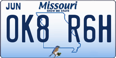MO license plate OK8R6H