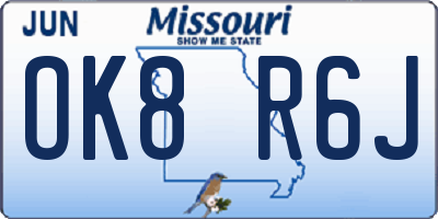 MO license plate OK8R6J