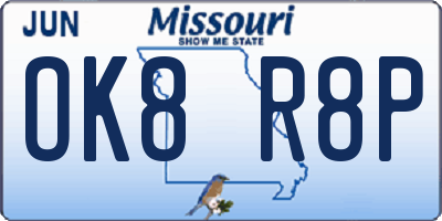 MO license plate OK8R8P