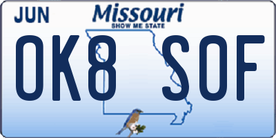 MO license plate OK8S0F