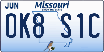 MO license plate OK8S1C
