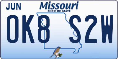 MO license plate OK8S2W