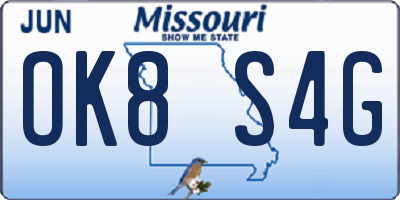 MO license plate OK8S4G