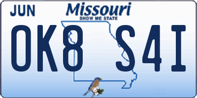 MO license plate OK8S4I