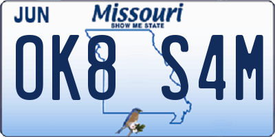 MO license plate OK8S4M