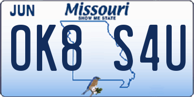 MO license plate OK8S4U