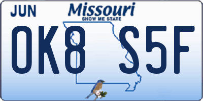 MO license plate OK8S5F