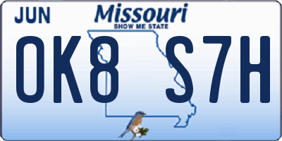MO license plate OK8S7H