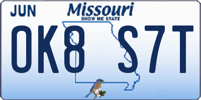 MO license plate OK8S7T