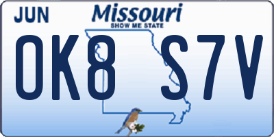 MO license plate OK8S7V