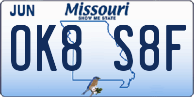 MO license plate OK8S8F