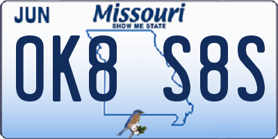 MO license plate OK8S8S